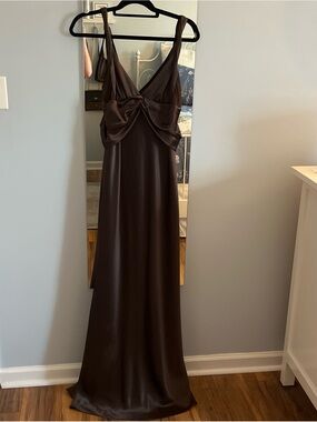 Espresso Satin Evening Dress by ABS Allen Schwartz (Size 4)